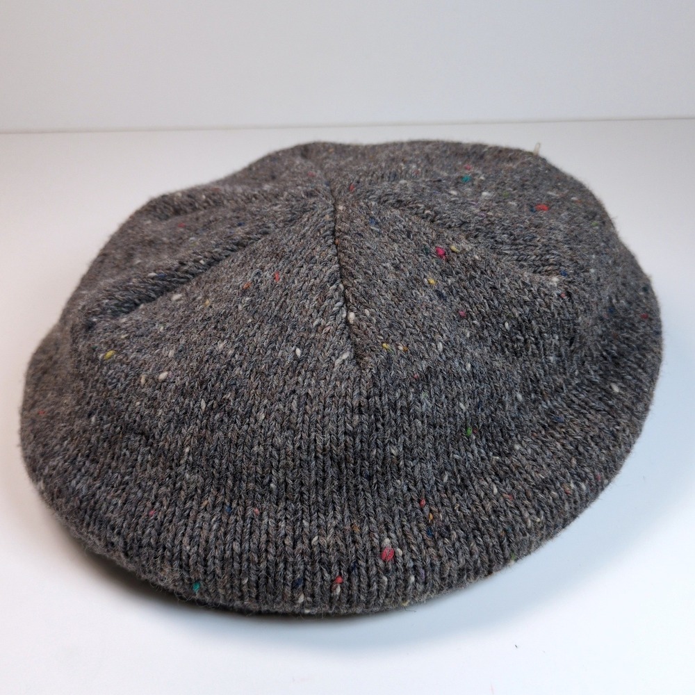 Vtg Pendleton Newsboy Beret Hat Grey Donegal 100% Wool Knit USA Made
